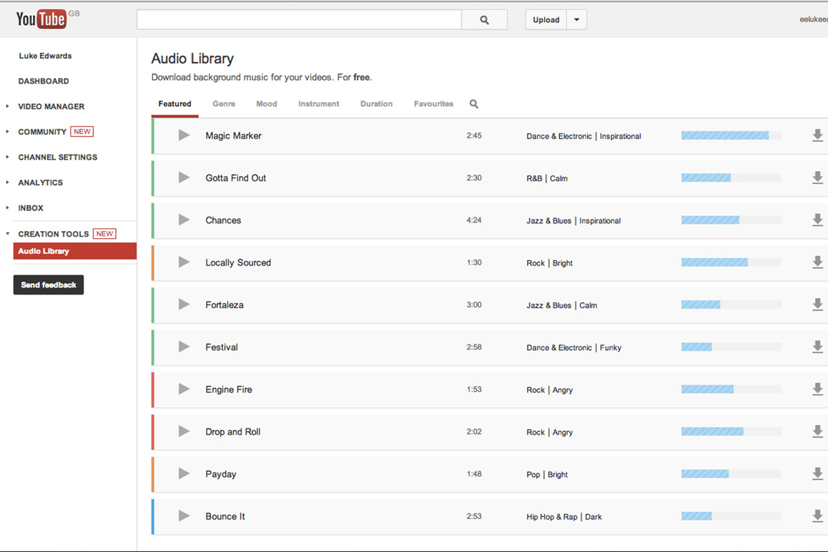 youtube audio library telif hakkı ihlali olmayan müzikler için bir platform