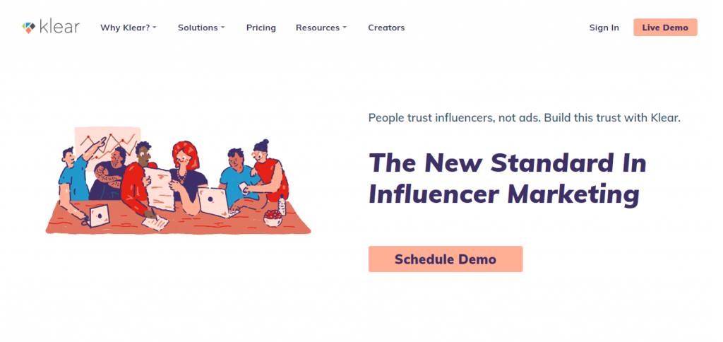 klear influencer pazarlama için bir platform